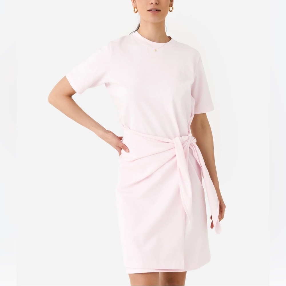 VINCE Short Sleeve Side Tie Dress in Pink